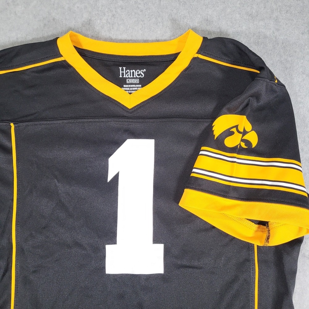 Iowa‎ Hawkeyes Football Jersey #1 Hanes Youth Large (10/12) Black